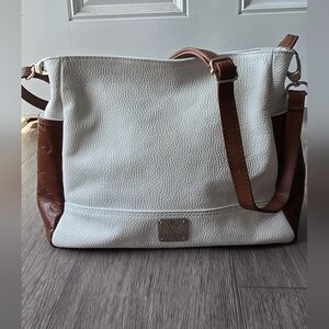 I Medici Firenze Italian Leather Hobo Bag White Tan Floral Embossed Pebbled